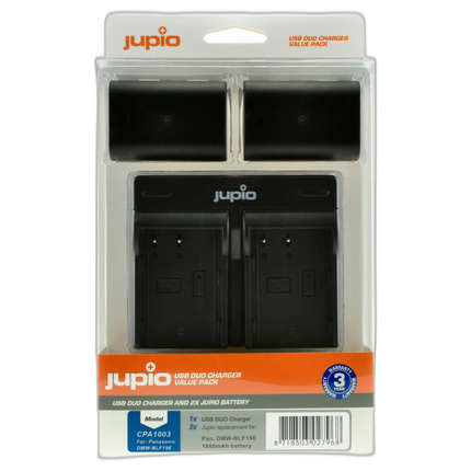 Jupio Value Pack: 2x Battery DMW-BLF19E 1860mAh + USB Dual Charger