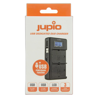 Jupio USB Dedicated Duo Charger LCD for Sony NP-FM50, NP-F550/F750/F970 1