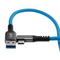 Kondor Blue USB-A to USB-C 3.0 Right Angle Cable 10 feet Blue 2
