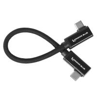 Kondor Blue Dual Right Angle 8 In USB-C Braided Cable for 8K Data and Power 0
