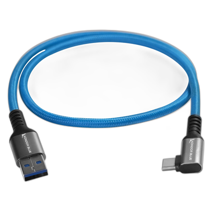 Kondor Blue USB-A to USB-C 3.0 Right Angle Cable 2 feet Blue