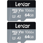 Lexar 64GB Professional 1066x UHS-I microSDXC Class 10 SILVER Series Memory 0