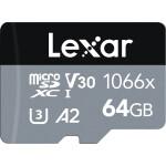 Lexar 64GB Professional 1066x UHS-I microSDXC Class 10 SILVER Series Memory 0