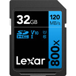Lexar 32GB High-Performance 800x UHS-I U3 Class 10 SDHC BLUE Series Memory C 0