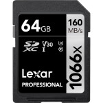 Lexar 64GB Professional 1066x UHS-I U3 Class 10 SDXC SILVER Series Memory Ca 0