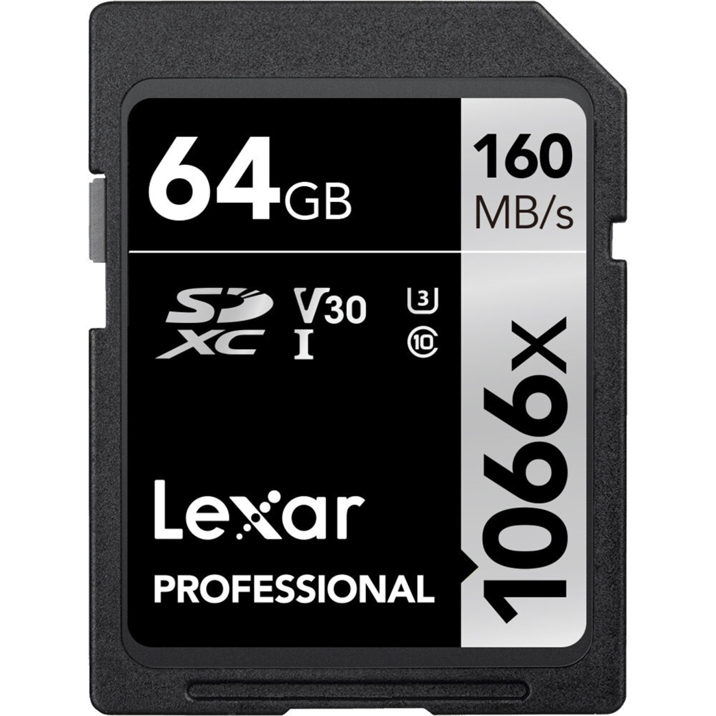 Lexar 64GB Professional 1066x UHS-I U3 Class 10 SDXC SILVER Series Memory Ca