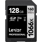 Lexar 128GB Professional 1066x UHS-I U3 Class 10 SDXC SILVER Series Memory C 0