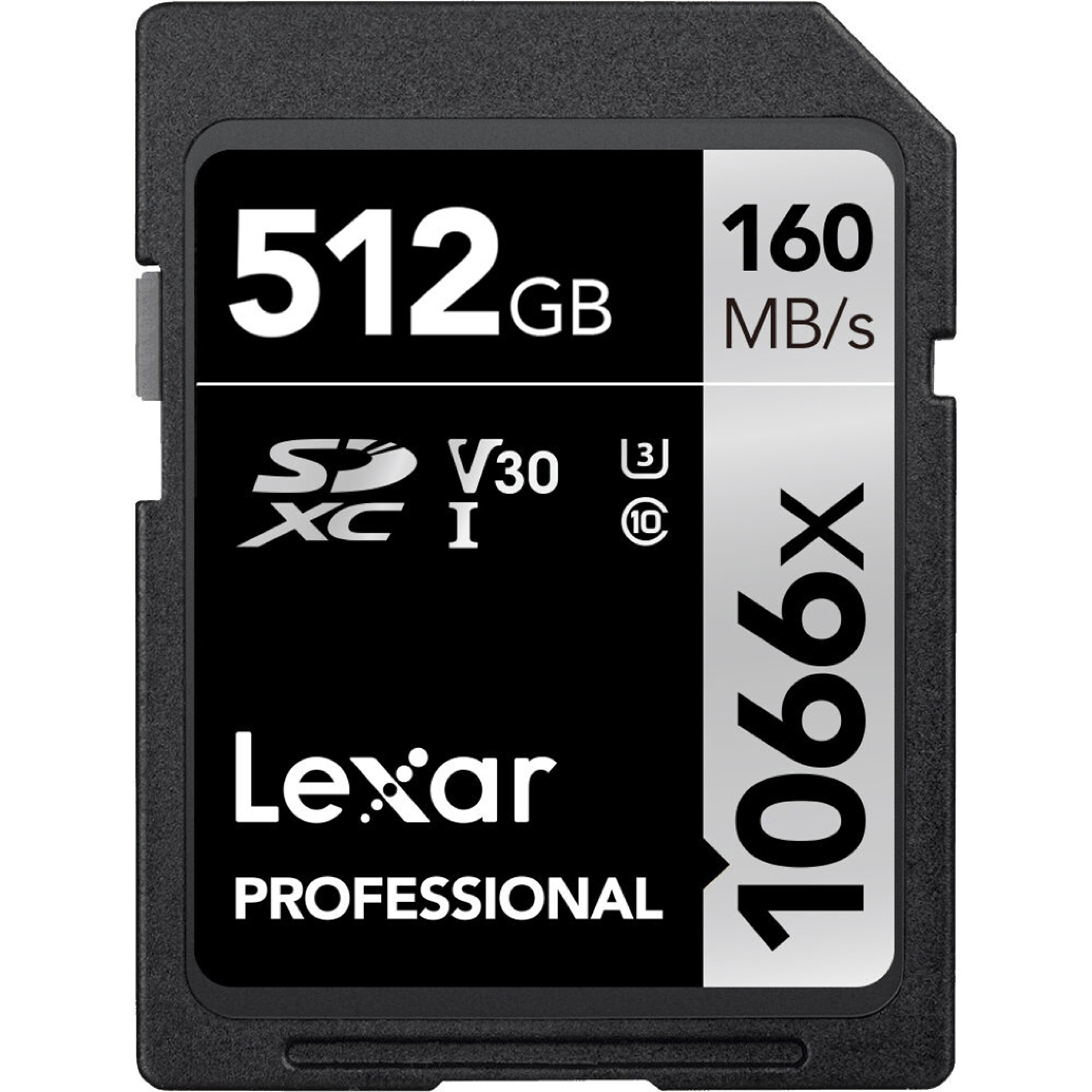 Lexar 512GB Professional 1066x UHS-I U3 Class 10 SDXC SILVER Series Memory C