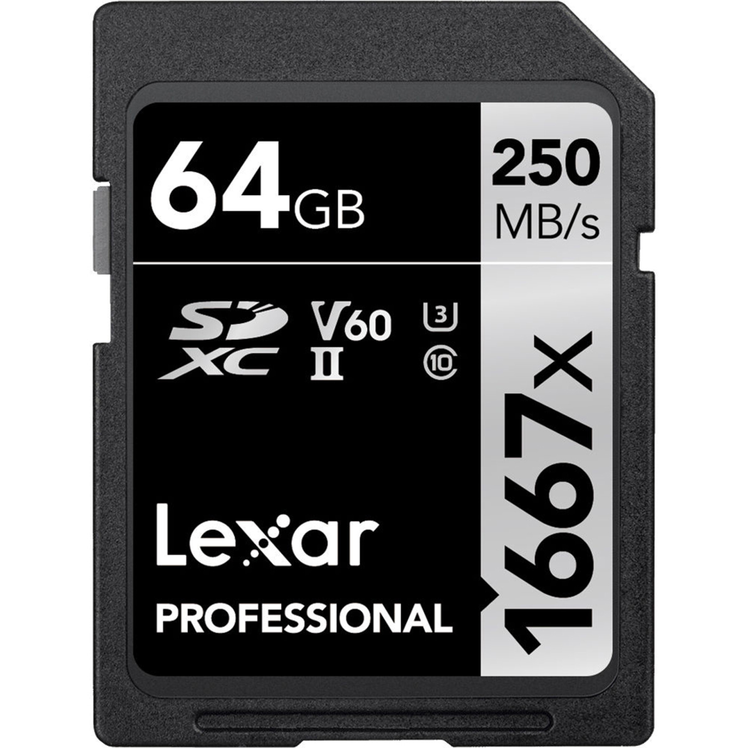 Lexar 64GB Professional 1667x UHS-II U3 V60 Class 10 SDXC Memory Card