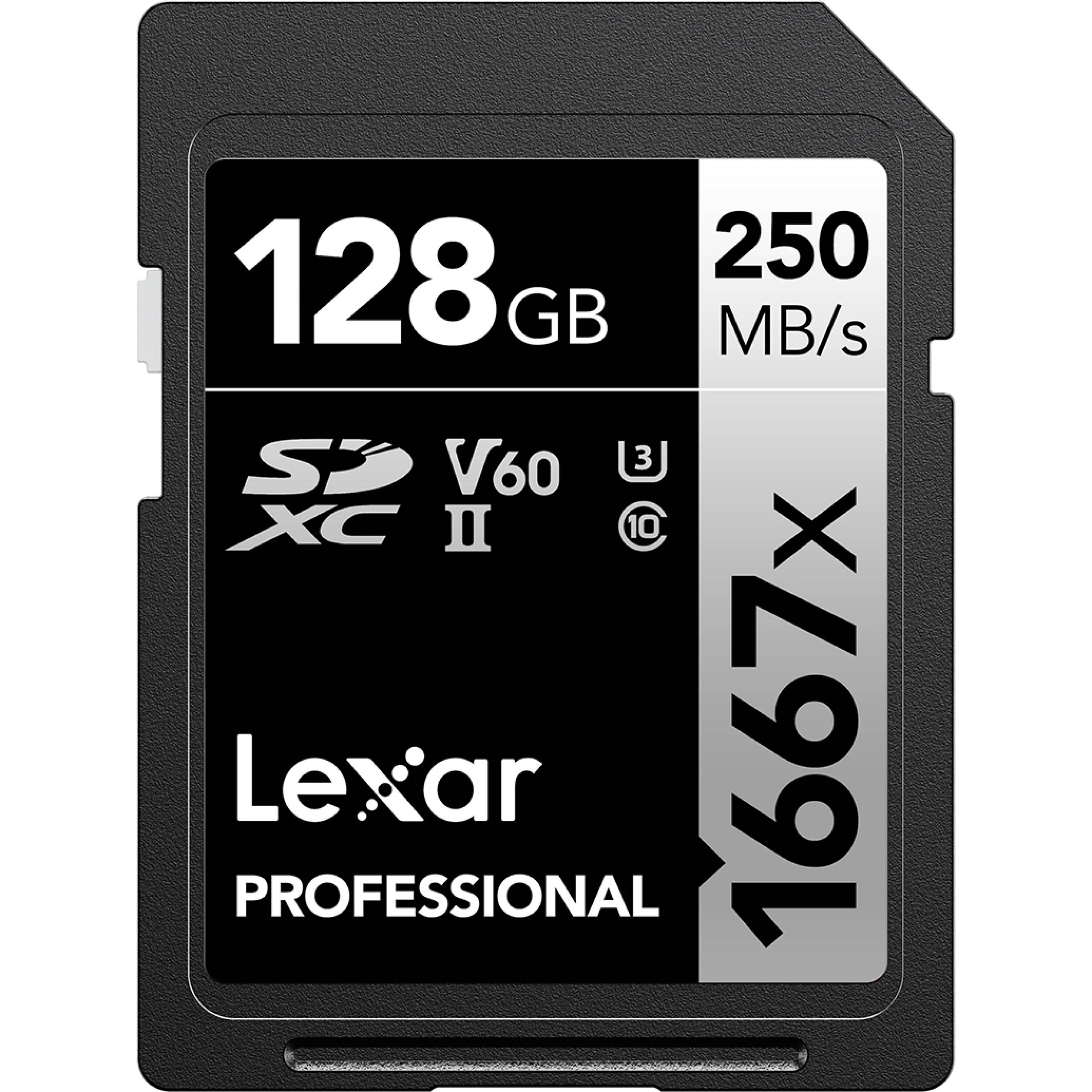 Lexar 128GB Professional 1667x UHS-II U3 V60 Class 10 SDXC Memory Card