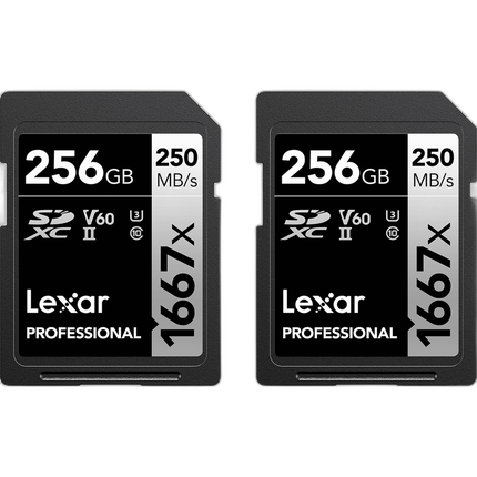 Lexar 256GB Professional 1667x UHS-II U3 V60 Class 10 SDXC Memory Card (2-Pa