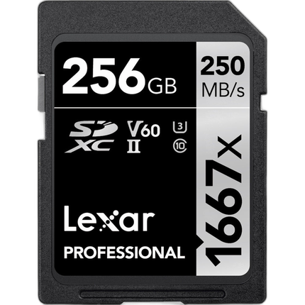 Lexar 256GB Professional 1667x UHS-II U3 V60 Class 10 SDXC Memory Card