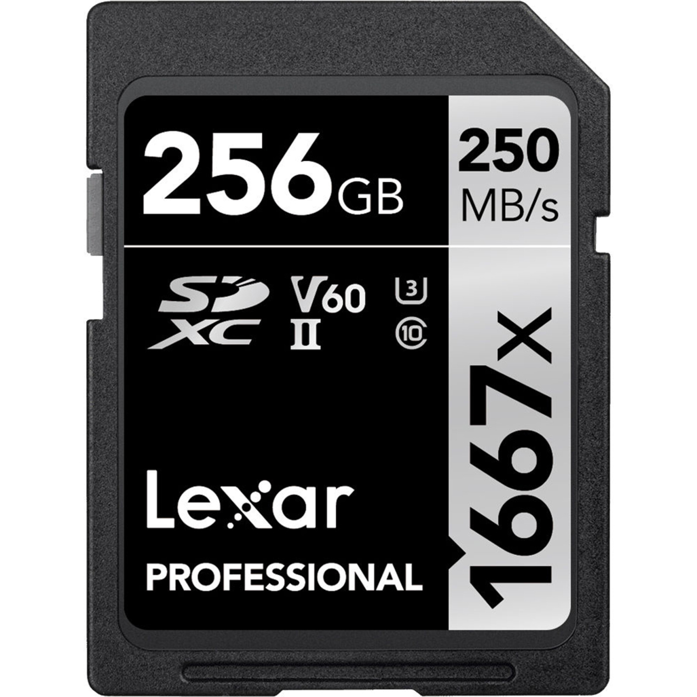 Lexar 256GB Professional 1667x UHS-II U3 V60 Class 10 SDXC Memory Card