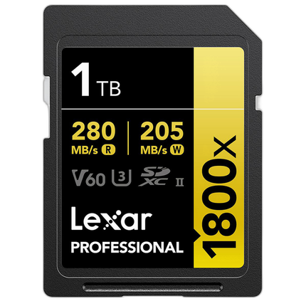 Lexar 1TB Professional 1800x UHS-II U3 Class 10 SDXC GOLD Series Memory Card
