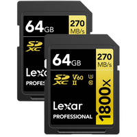 Lexar 64GB Professional 1800x UHS-II U3 Class 10 SDXC GOLD Series Memory Car 0