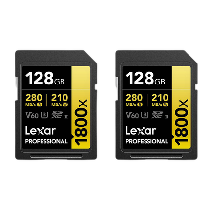 Lexar 128GB Professional 1800x UHS-II U3 Class 10 SDXC GOLD Series Memory Ca