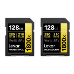 Lexar 128GB Professional 1800x UHS-II U3 Class 10 SDXC GOLD Series Memory Ca 0
