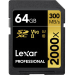 Lexar 64GB Professional 2000x UHS-II U3 V90 Class 10 SDXC Memory Card 0
