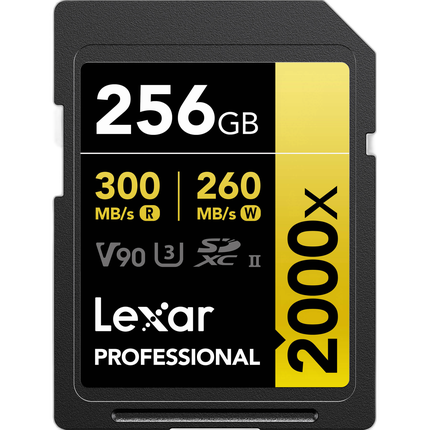 Lexar 256GB Professional 2000x UHS-II U3 V90 Class 10 SDXC Memory Card