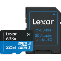 Lexar 32GB High Performance 633x UHS-I U1 V10 Class 10 MicroSDXC Memory Card 0