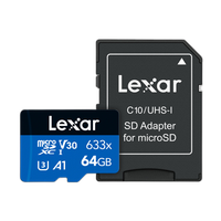 Lexar 64GB High Performance 633x UHS-I U3 V30 Class 10 MicroSDXC Memory Card 0