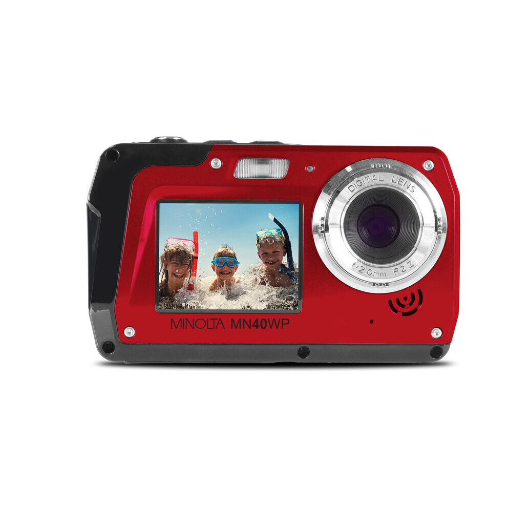 Minolta MN40WP 48MP QHD Dual LCD Screen Waterproof Camera (Red)