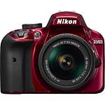 Nikon D3400 DSLR Red with 18-55mm f/3.5-5.6G VR  and  70-300mm f/4.5-6.3G ED 2