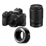 Nikon Z50 Mirrorless Digital Camera with 16-50mm, 50-250mm,  and  FTZ II Adapter 0