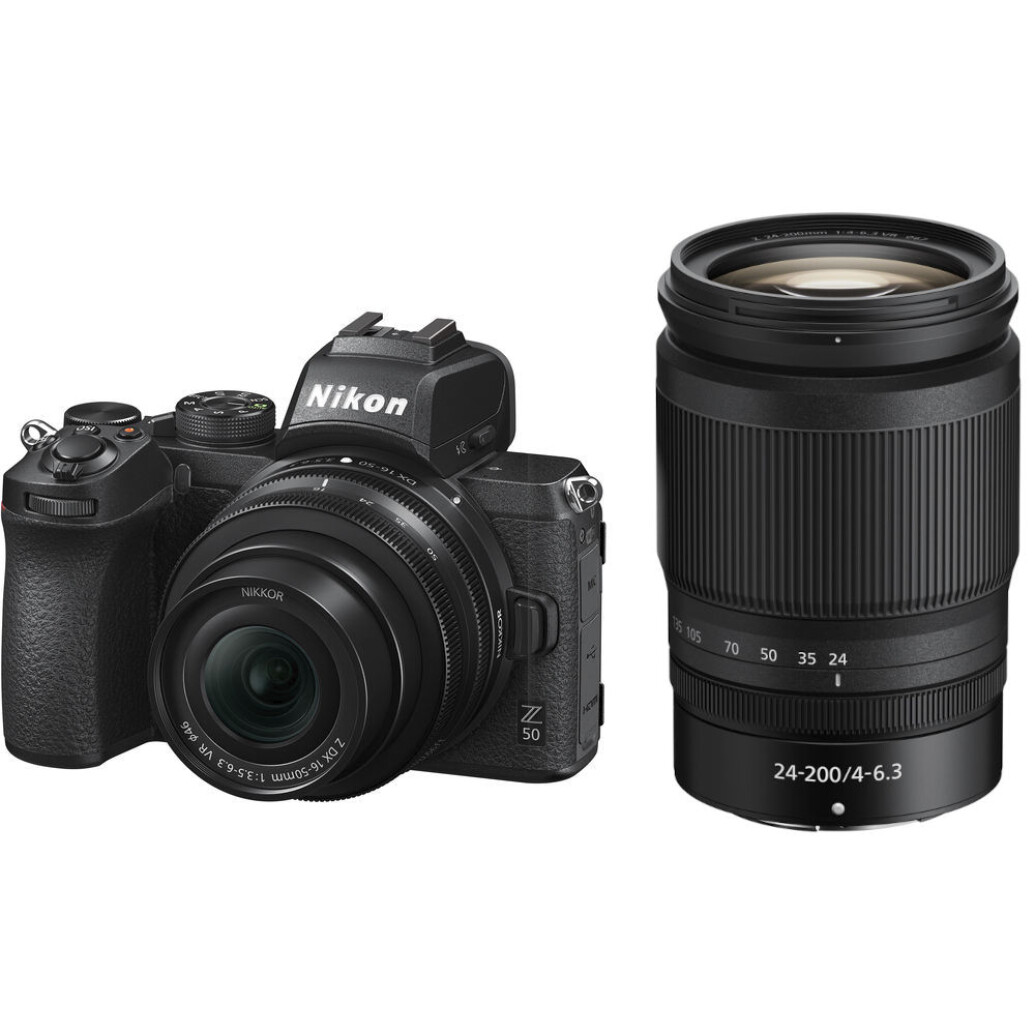 Nikon Z50 Mirrorless Digital Camera with 16-50mm  and  24-200mm Lenses