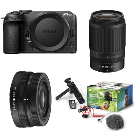 Nikon Z30 Mirrorless Camera with 16-50mm and 50-250mm Lenses and Creators Acces