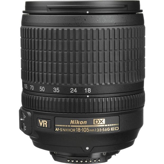 Nikon 標準ズームレンズ AF-S DX NIKKOR 18-105mm f Nikon AF-S DX Nikkor 18-105mm f/3.5-5.6G ED VR Telephoto Lens - Black
