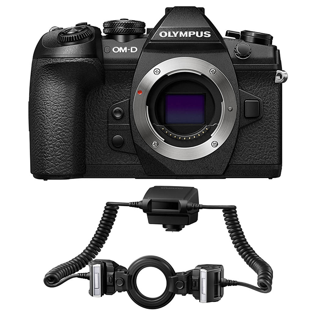 Olympus OM-D E-M1 Mark II Mirrorless 4/3 Camera with STF-8 Twin Flash