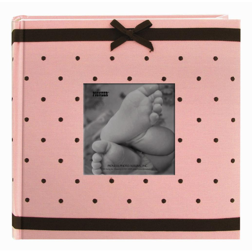 Pioneer 4 x 6 In. Baby Embroidered Frame Fabric Album 2-UP (200 Pages)-Pink