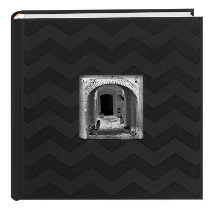 Pioneer Embossed Chevron Frame Front Album Black Accepts 200 4x6 2up Photos