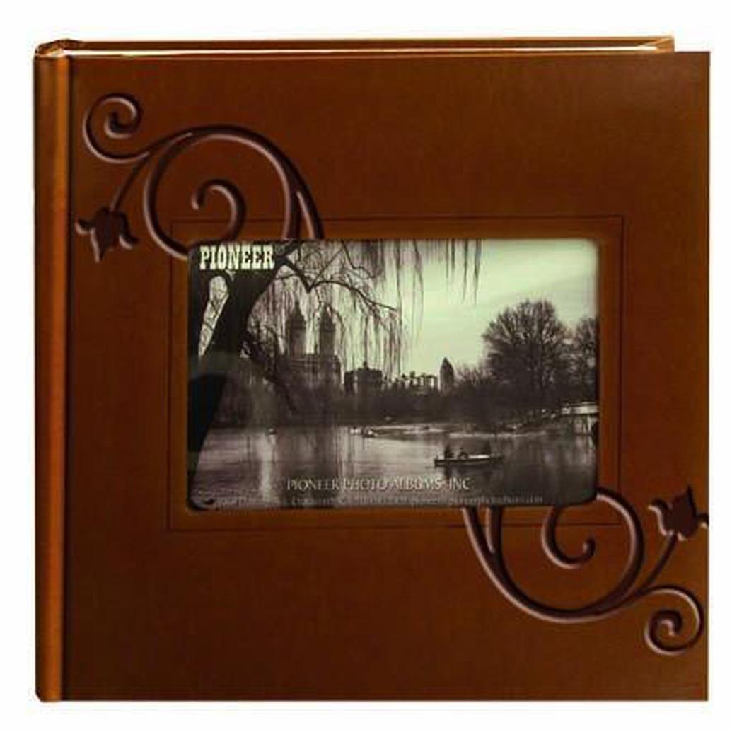 Pioneer 4 x 6 In. Embossed Leather Frame Photo Album (200 Photos)-Brown