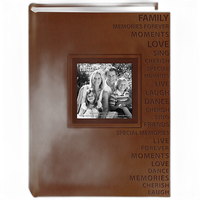 Pioneer Embossed Frame Front Brown Album w/Word Themes Holds 300 4X6 3-Up 0