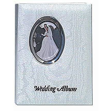 Pioneer Photo Albums WFM-46/GT Moire Cover Album with 100 Pockets with Gold Oval Frame and Wedding Album Lettering for 10 x 15 cm Prints - Ivory