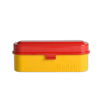 Kodak steel 135 film case w/ red lid and yellow body 0