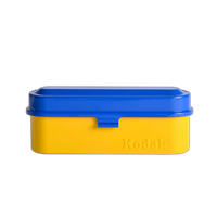 Kodak steel 135 film case w/ blue lid and yellow body 0
