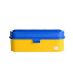 Kodak steel 135 film case w/ blue lid and yellow body 1