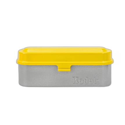 Kodak steel 135 film case w/ yellow lid and silver body