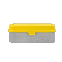 Kodak steel 135 film case w/ yellow lid and silver body 0