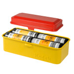 Kodak steel 120/135 film case w/ red lid and yellow body 5
