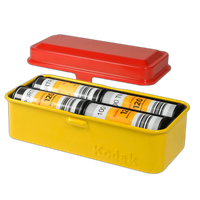 Kodak steel 120/135 film case w/ red lid and yellow body 5