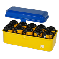 Kodak steel 120/135 film case w/ blue lid and yellow body 4