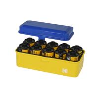 Kodak steel 120/135 film case w/ blue lid and yellow body 6