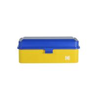 Kodak steel 120/135 film case w/ blue lid and yellow body 7