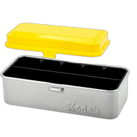 Kodak steel 120/135 film case w/ yellow lid and silver body 1