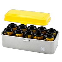 Kodak steel 120/135 film case w/ yellow lid and silver body 3