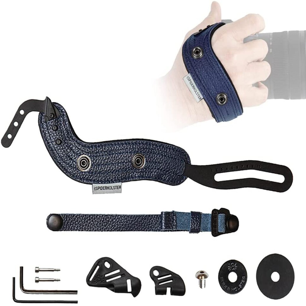 SpiderPro Hand Strap - Dark Blue Leather